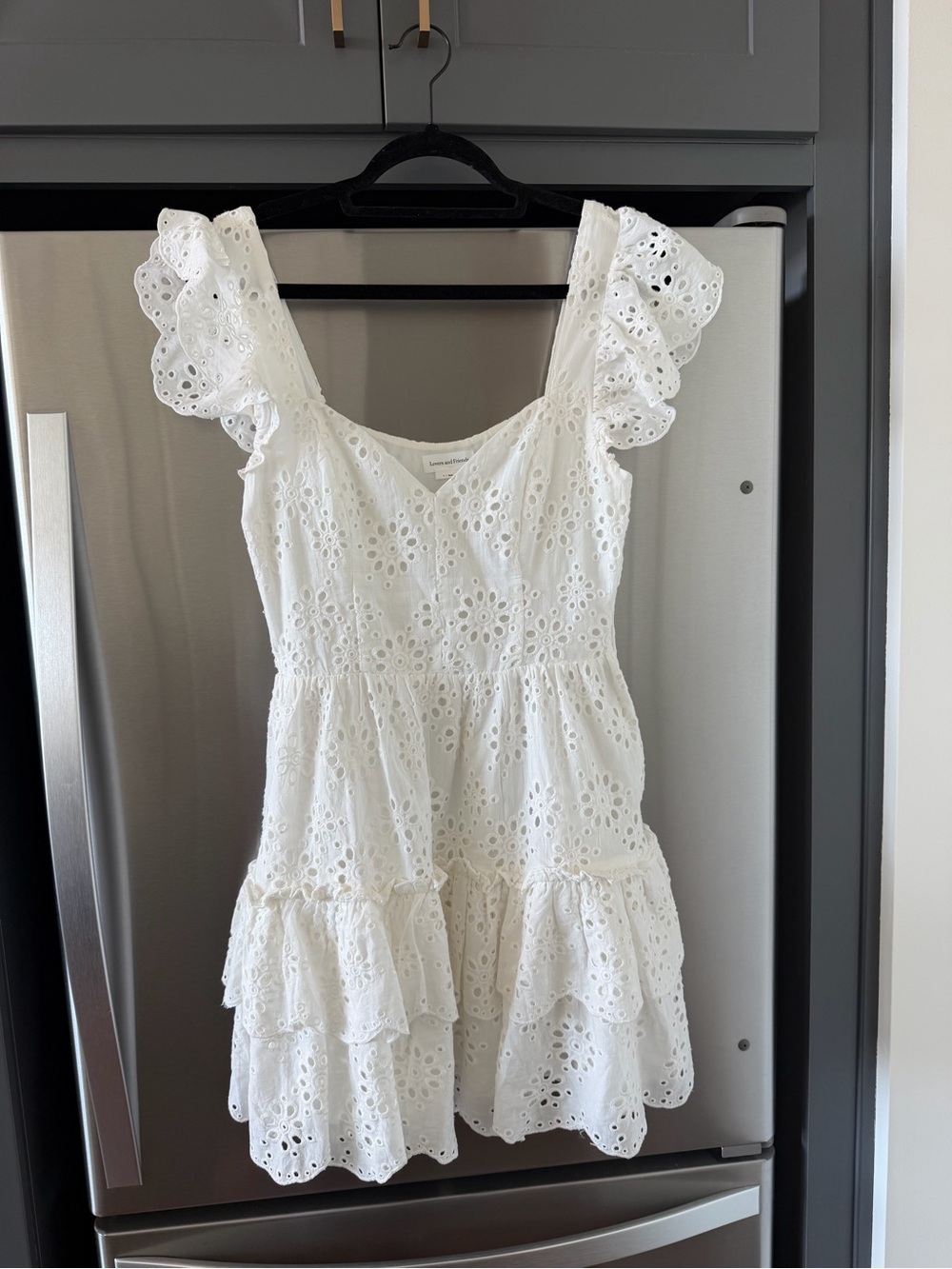 Lovers + Friends White Eyelet Ruffle Mini Dress